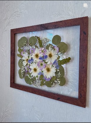 Framed pressed wedding bouquet